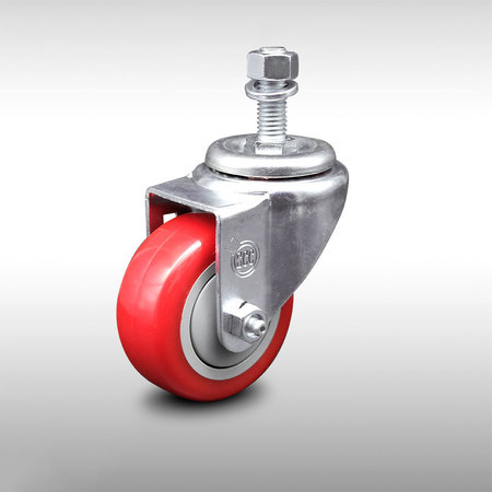 SERVICE CASTER 3 Inch SS Red Polyurethane Wheel Swivel ½ Inch Threaded Stem Caster SCC SCC-SSTS20S314-PPUB-RED-121315